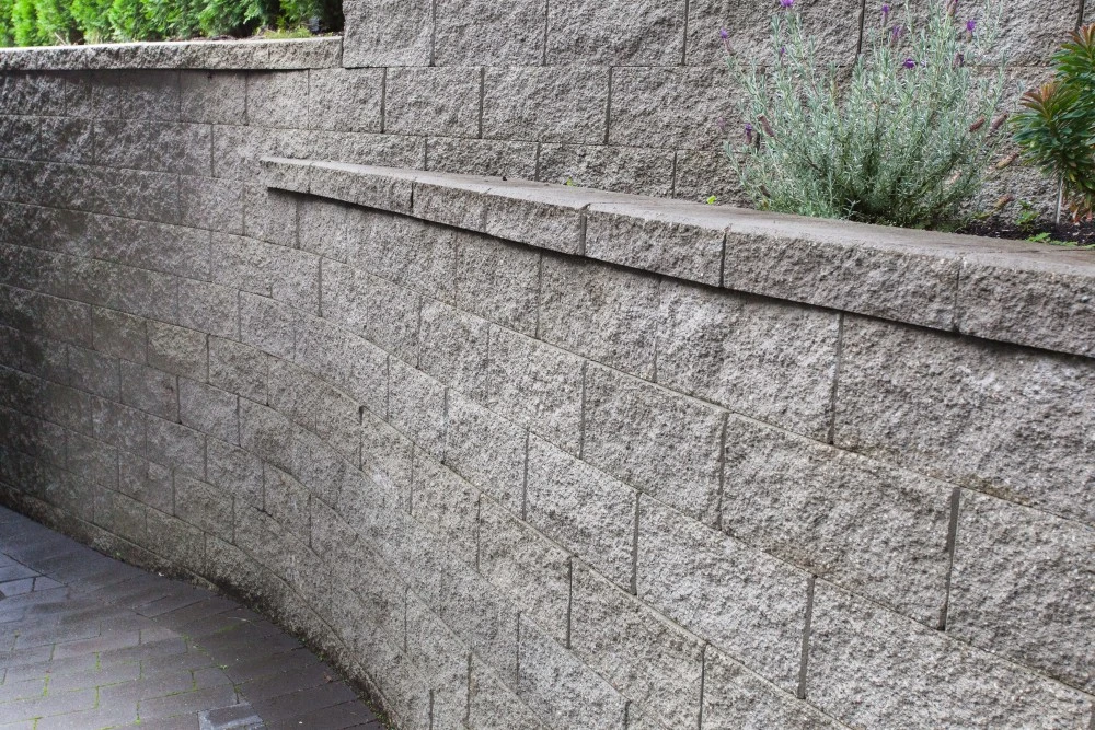 Tiered retaining wall with plants