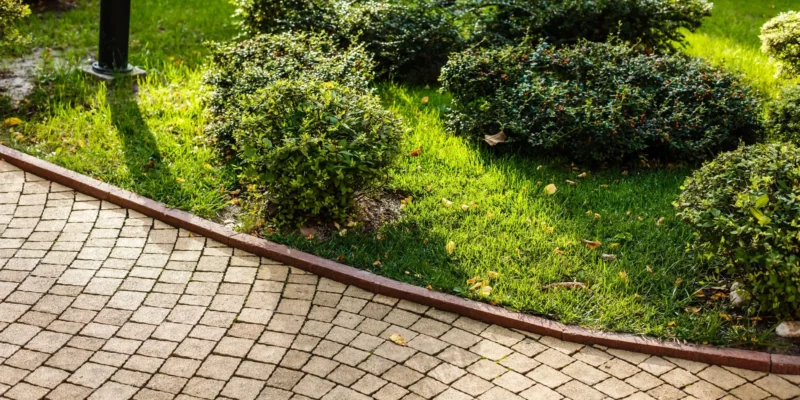 hardscaping and landscaping comparison in a Vancouver backyard with patio and plants