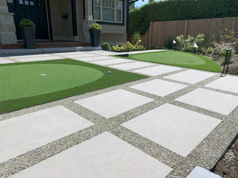 paving-stone-installer Paving stones around residential putting green
